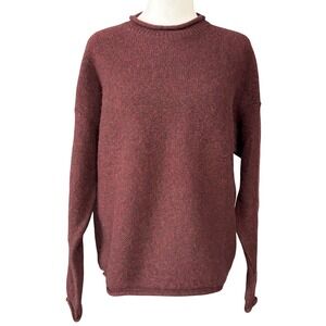 Woolrich Sweater Womens Medium Berry Mix Burgundy Wool Blend Crewneck Handframed